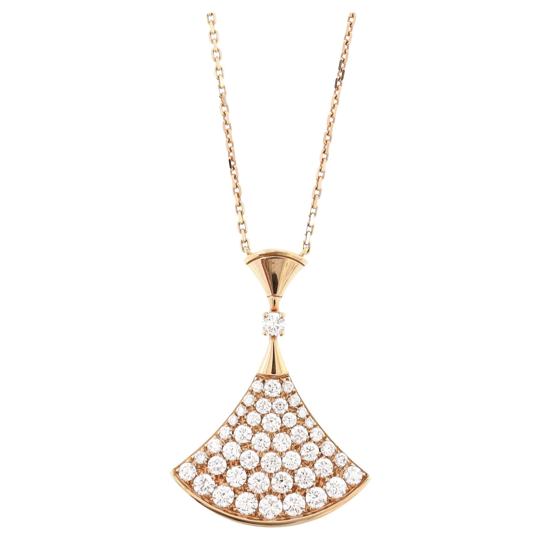 Bvlgari Divas' Dream Pendant Necklace 18k Rose Gold with Diamonds Large
