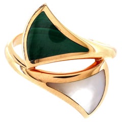 Bvlgari Divas' Dream Ring 18k Rose Gold with Malachite and Mother of Pearl Large