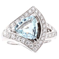 Bvlgari Diva's Dream Ring 18k White Gold with Diamonds and Aquamarine
