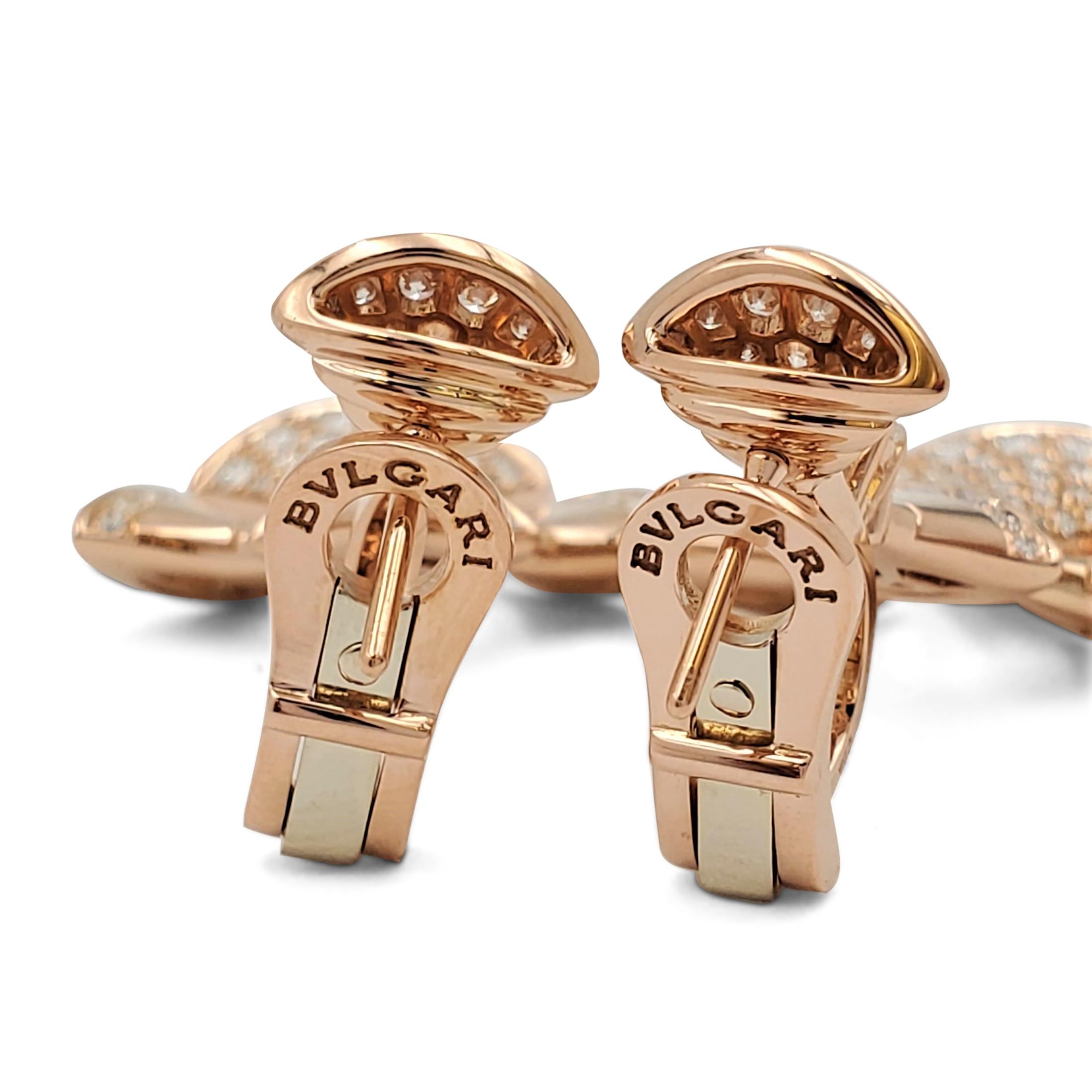 Round Cut Bvlgari 'Divas' Dream' Rose Gold and Diamond Earrings