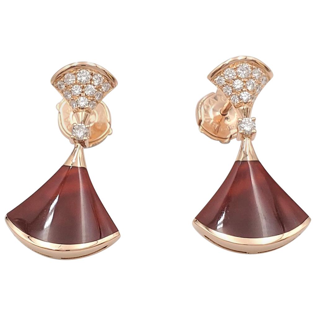 Bvlgari 'Diva's Dream' Rose Gold Carnelian and Diamond Earrings