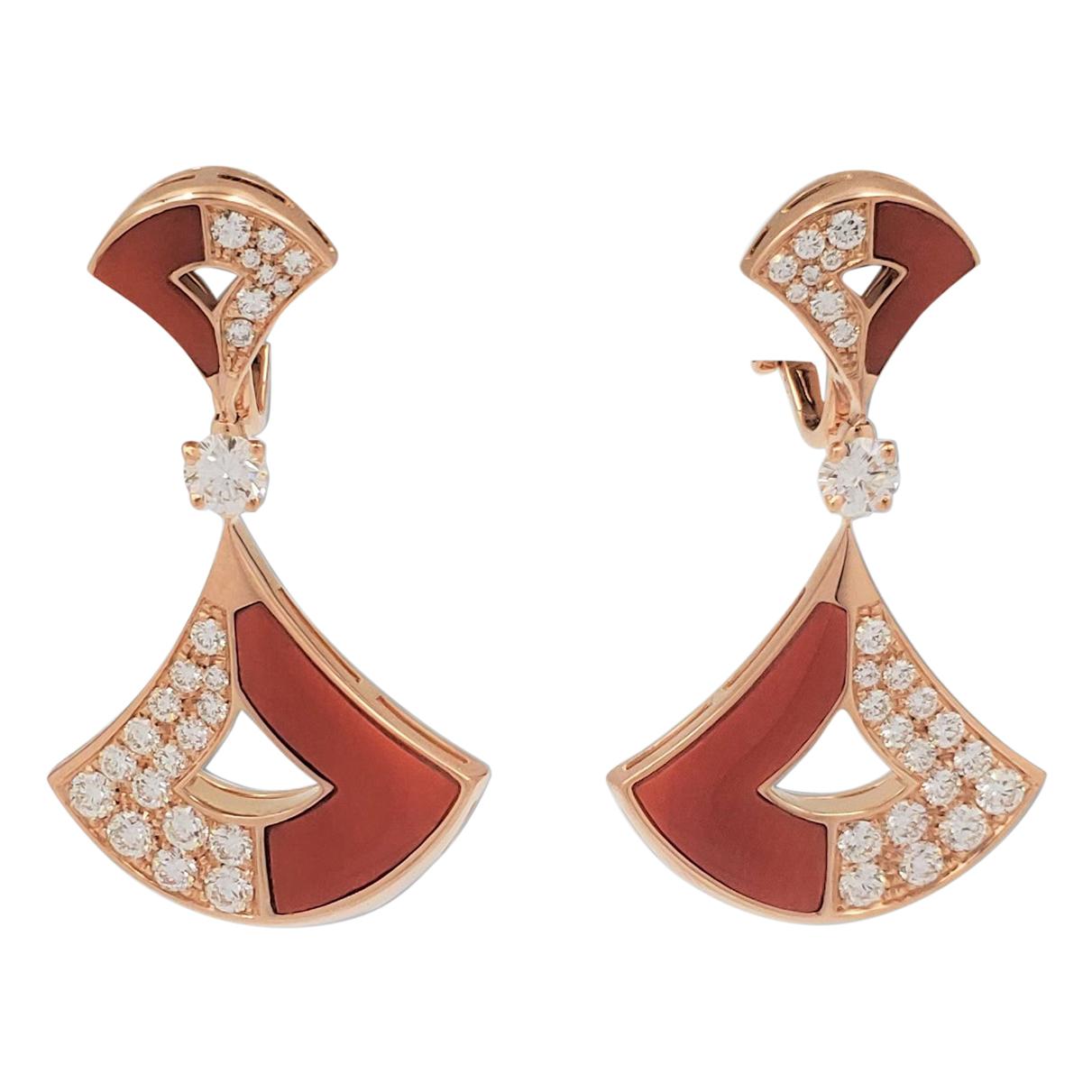 Bvlgari 'Divas' Dream' Rose Gold Coral and Diamond Earrings