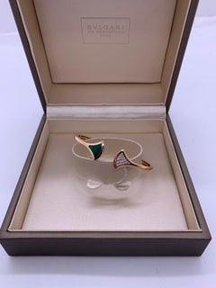 BVLGARI DIVAS' DREAM Rose Gold Diamond Malachite Fan Bracelet