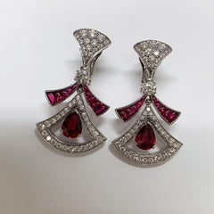 Bvlgari Divas' Dream Ruby and Diamond Earrings in 18k White Gold, High Jewelry