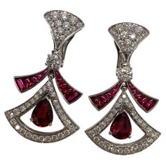 Bvlgari Divas' Dream Ruby and Diamond Earrings in 18k White Gold, High Jewelry