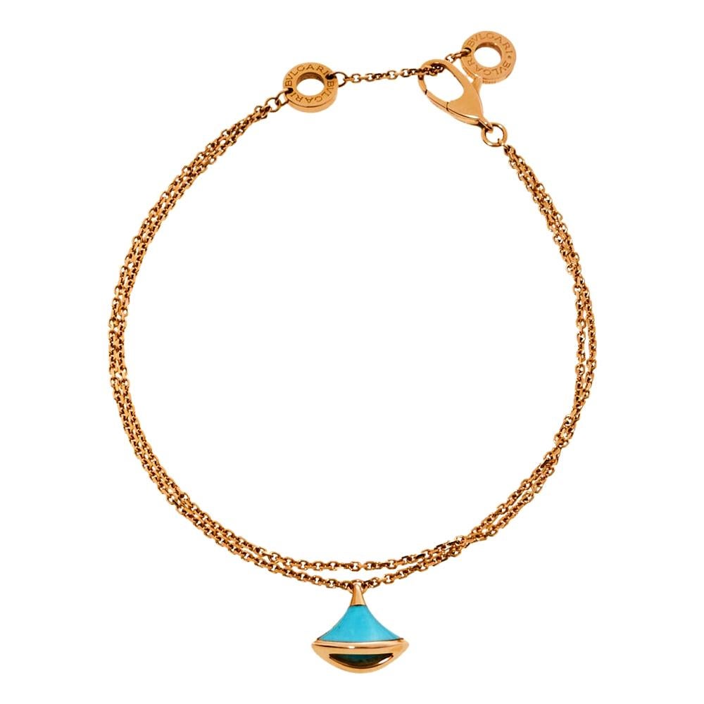 Bvlgari Divas
 Dream Turquoise 18K Rose Gold Double Strand Bracelet SM