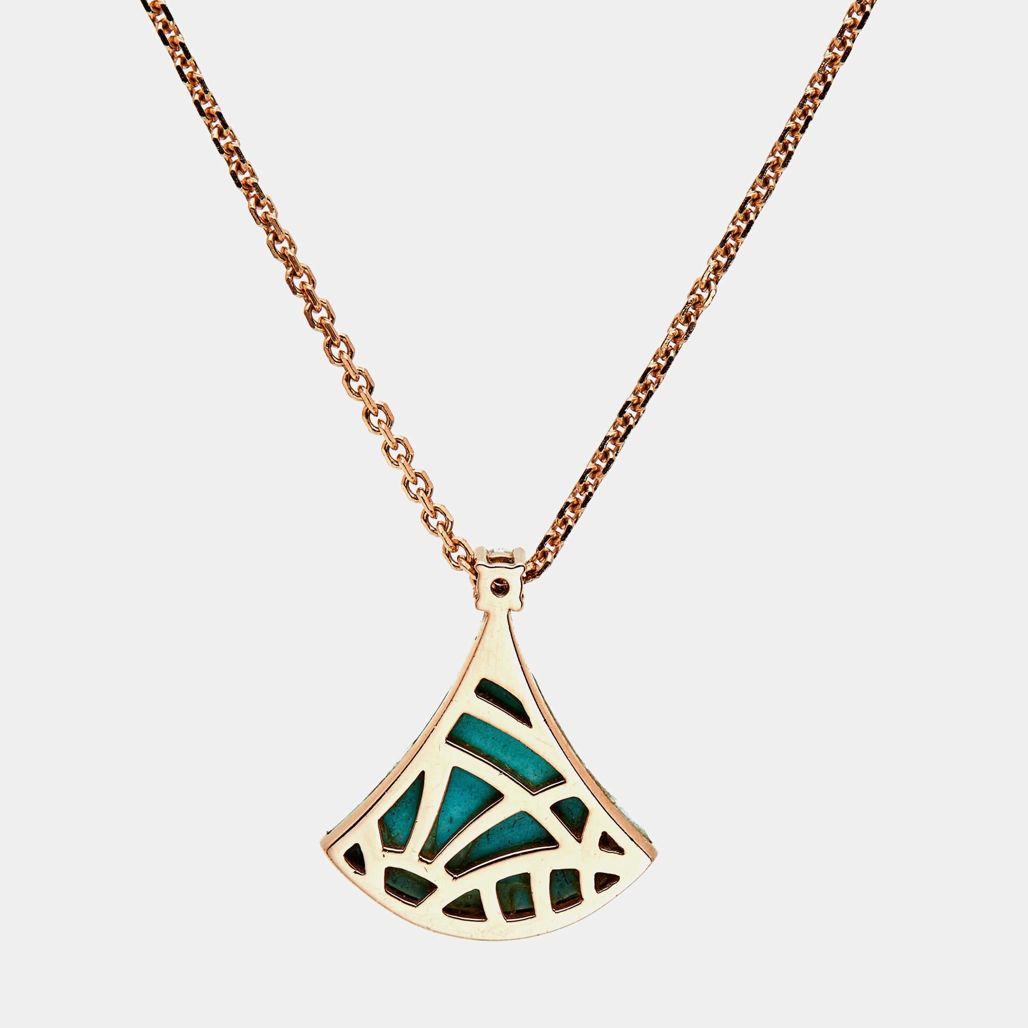 Bvlgari Divas' Dream Turquoise Diamond 18k Rose Gold Necklace 2