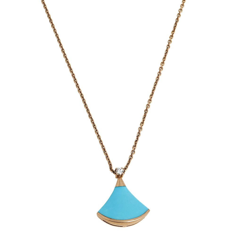 Bvlgari Divas’ Dream Turquoise Diamond 18K Rose Gold Pendant Necklace 1