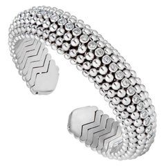 Bvlgari Dolce Vita 1950's Beaded Diamond White Gold Cuff Bracelet