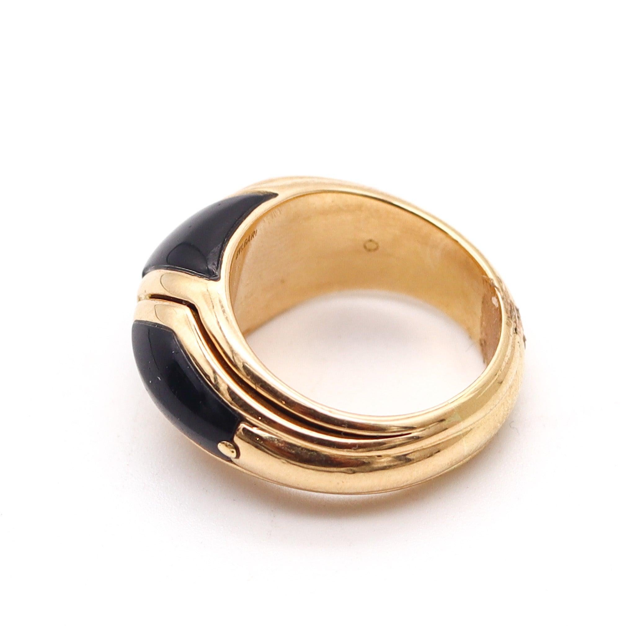 Women's BVLGARI Domed Cocktail Band Ring In 18Kt Yellow Gold With Black Onyxes