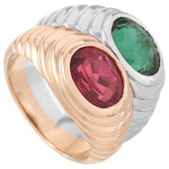 Bvlgari Doppio 18 Karat Rose and White Gold Tourmaline Ring