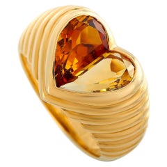 Bvlgari Doppio 18 Karat Yellow Gold Citrine Heart Shape Ring