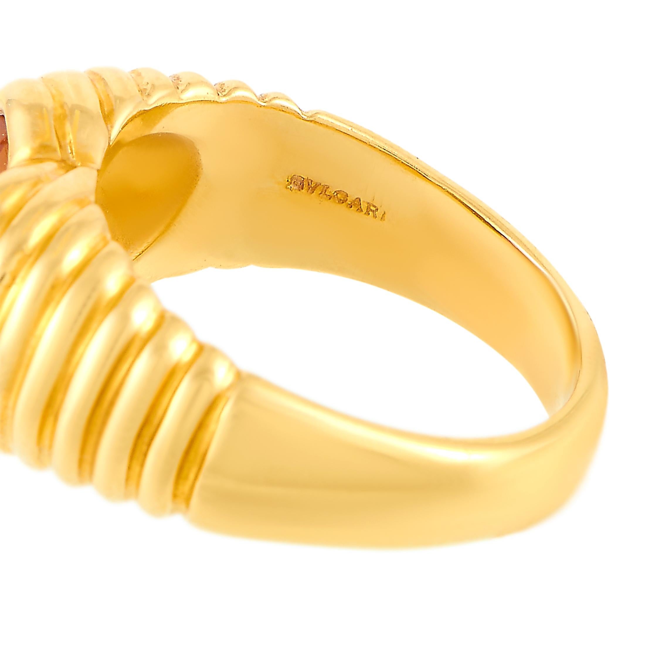Bvlgari Doppio 18 Karat Gelbgold Amethyst und Citrin Herz Ring Damen
