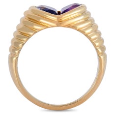 Bvlgari Doppio 18K Yellow Gold Amethyst and Iolite Heart Shape Ring