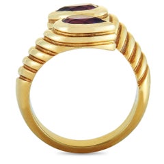 Bvlgari Doppio 18 Karat Yellow Gold and Amethyst Bypass Ring
