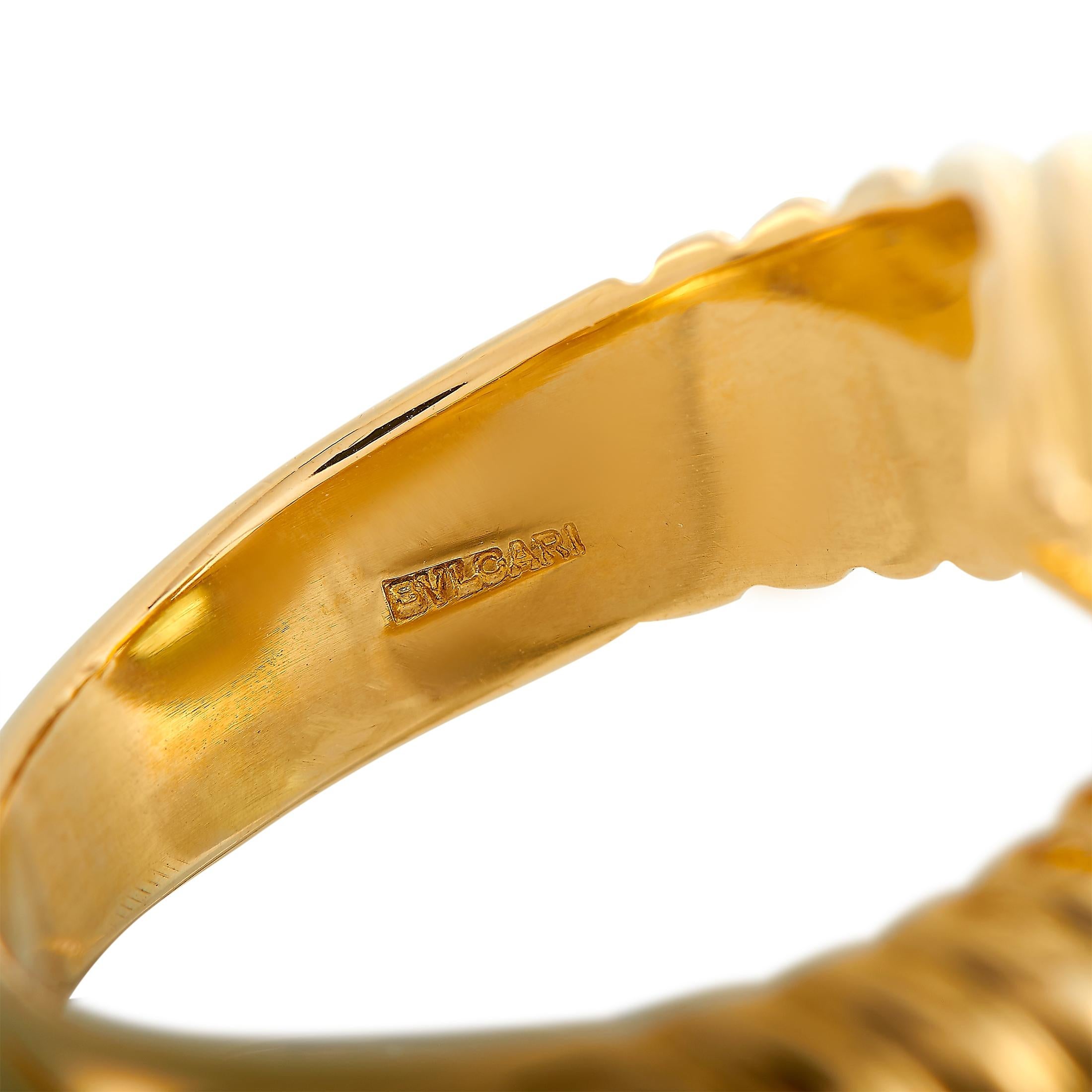 Women's Bvlgari Doppio 18 Karat Yellow Gold Citrine and Peridot Bypass Ring