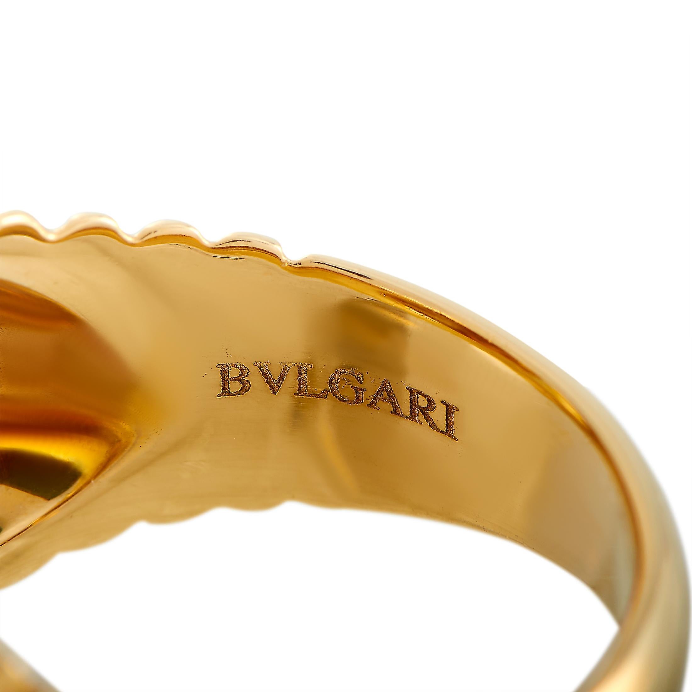 Heart Cut Bvlgari Doppio 18 Karat Yellow Gold Citrine Heart Shape Ring
