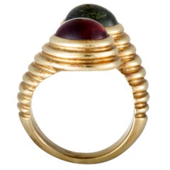 Bvlgari Doppio 18 Karat Gold Orange Citrine and Green Tourmaline Bypass Ring