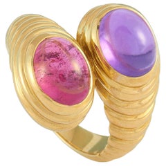 Bvlgari Doppio Amethyst and Tourmaline Yellow Gold Ring