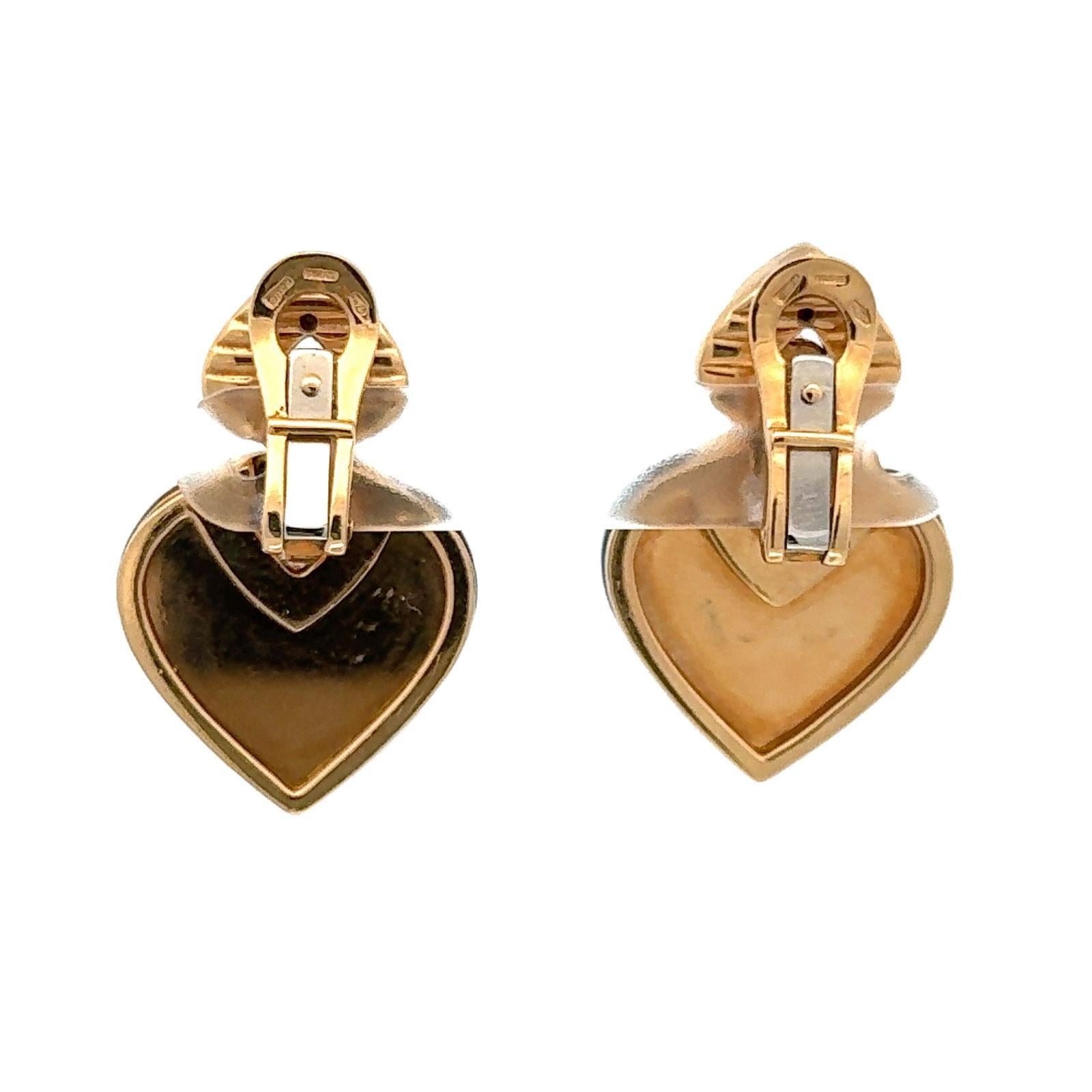 Bvlgari Doppio Cuore Herzohrringe aus 18 Karat Gelbgold Londoner blauem Topas Damen