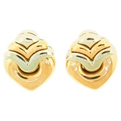 Bvlgari Doppio Cuore 18 Karat Yellow White Gold Heart Shaped Earrings