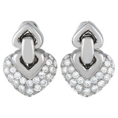 Bvlgari Doppio Cuore 18K White Gold 2.25 Ct Diamond Earrings
