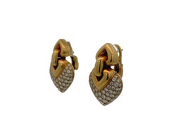 Bvlgari Doppio Cuore Diamond Heart Yellow Gold Drop Earrings