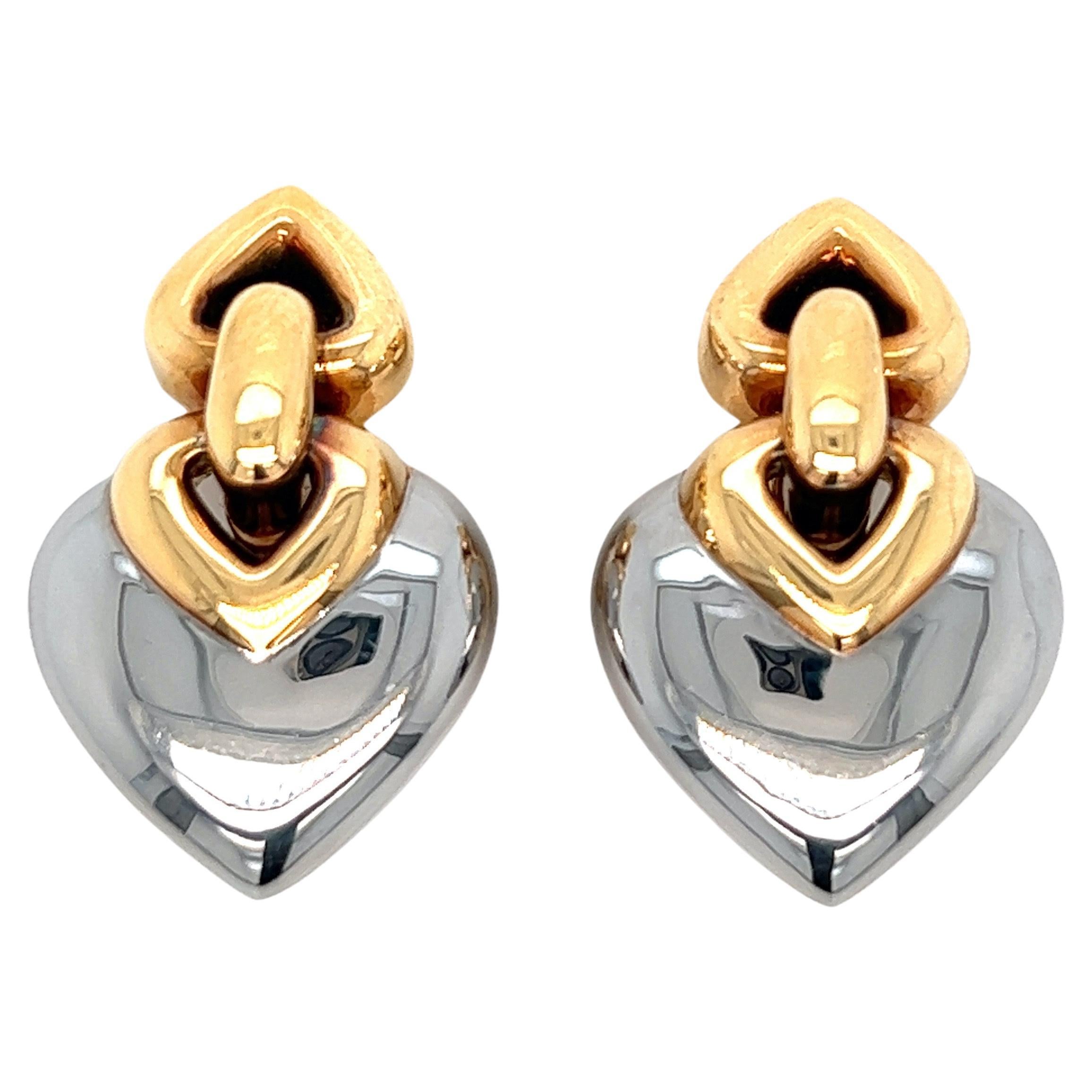 Bvlgari Doppio Cuore Gold Ear Clips