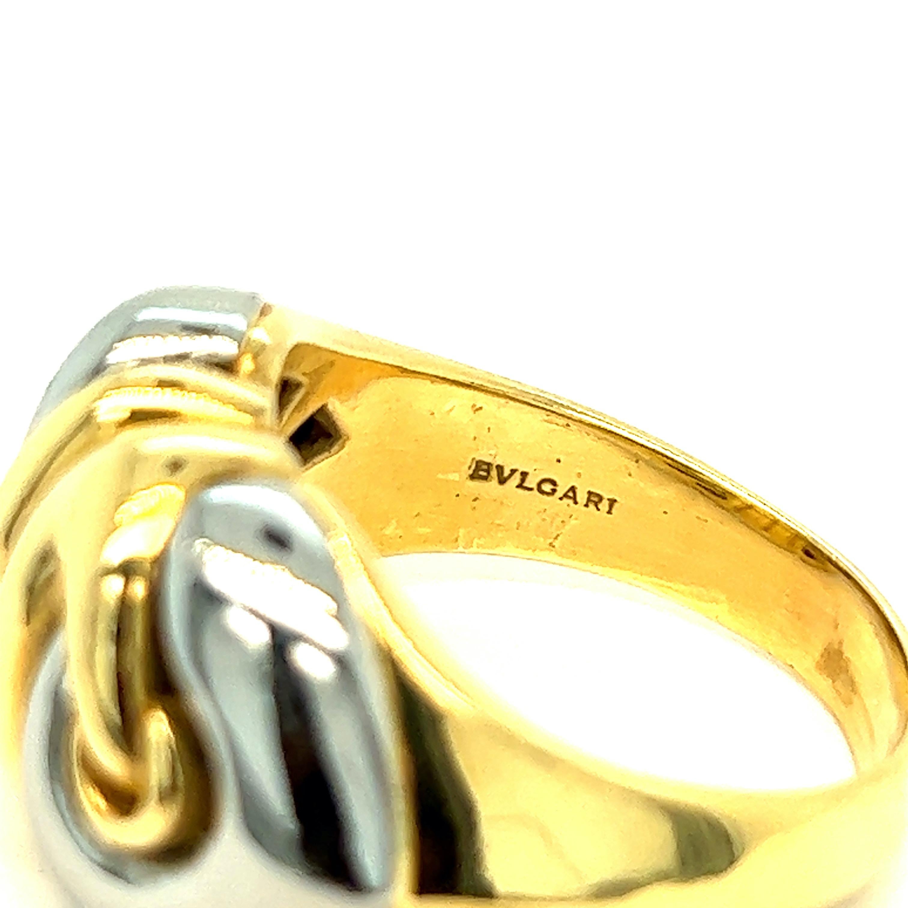 Bvlgari Doppio Cuore Two Tone Gold Ring For Sale 6