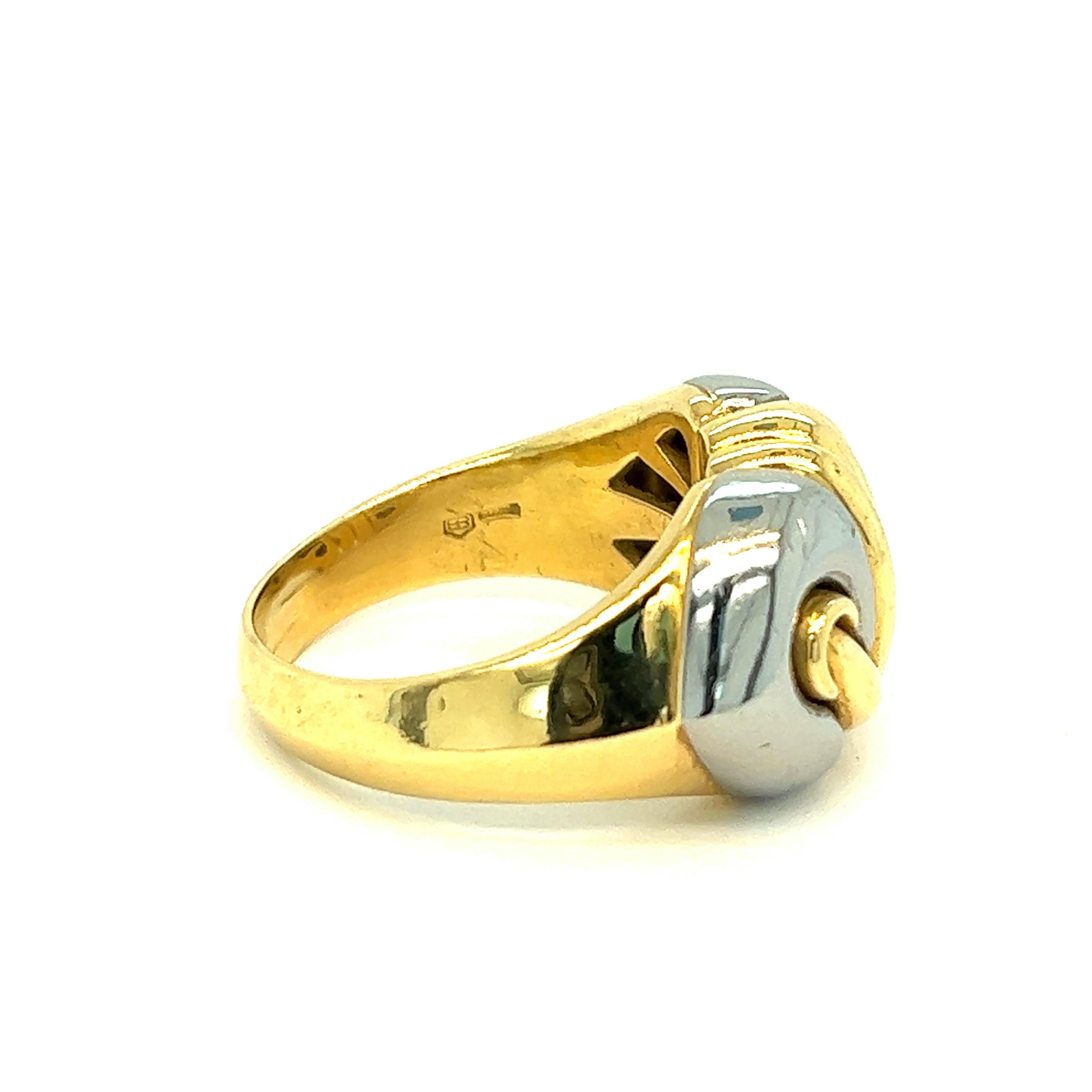 Men's Bvlgari Doppio Cuore Two Tone Gold Ring For Sale