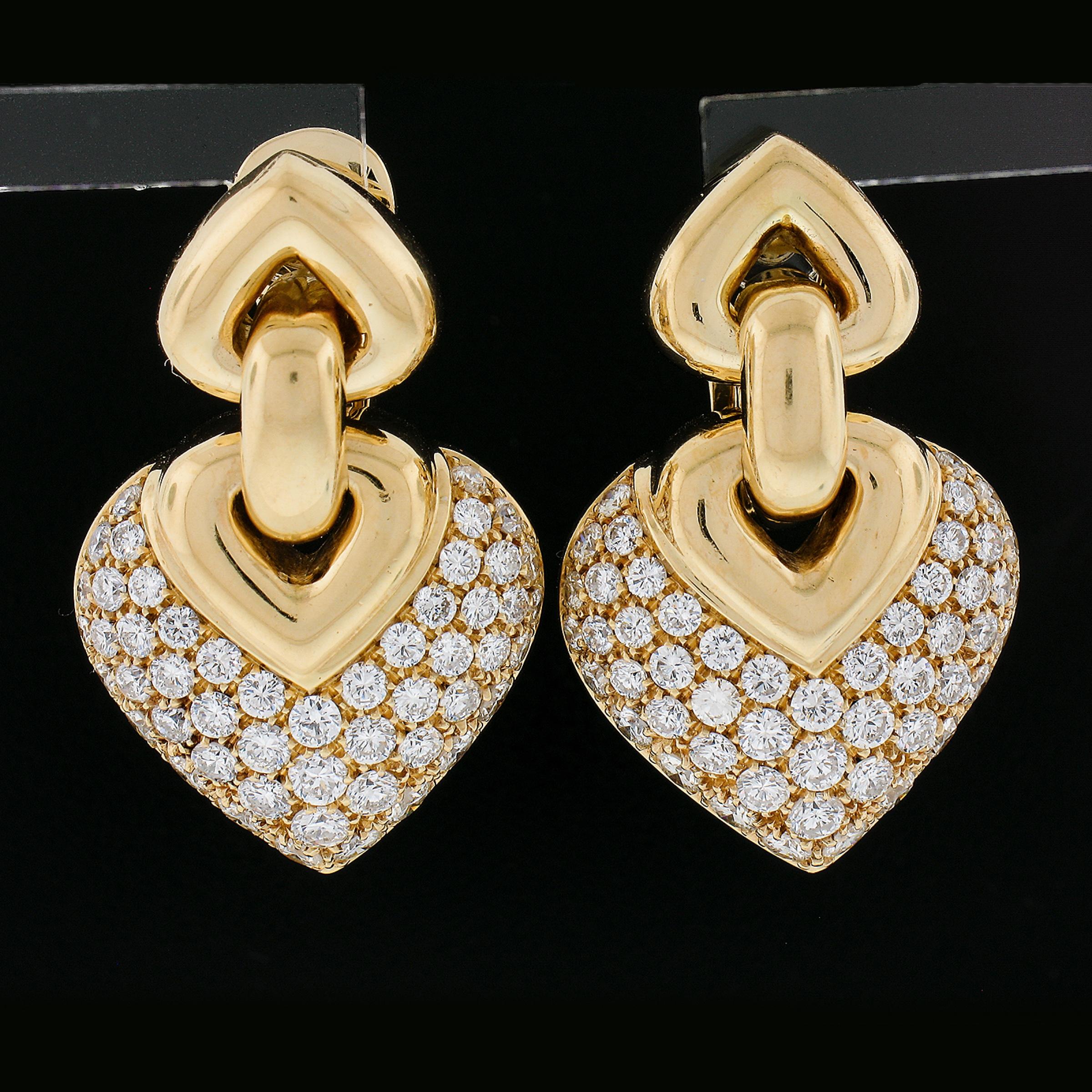 The large flawless diamonds sizzle in rich gleaming 18k gold and are perfectly and meticulously pave set with unparalleled precision. 4.08 carats of the finest quality, colorless and near flawless diamonds that are incredibly sparkly and brilliant.
