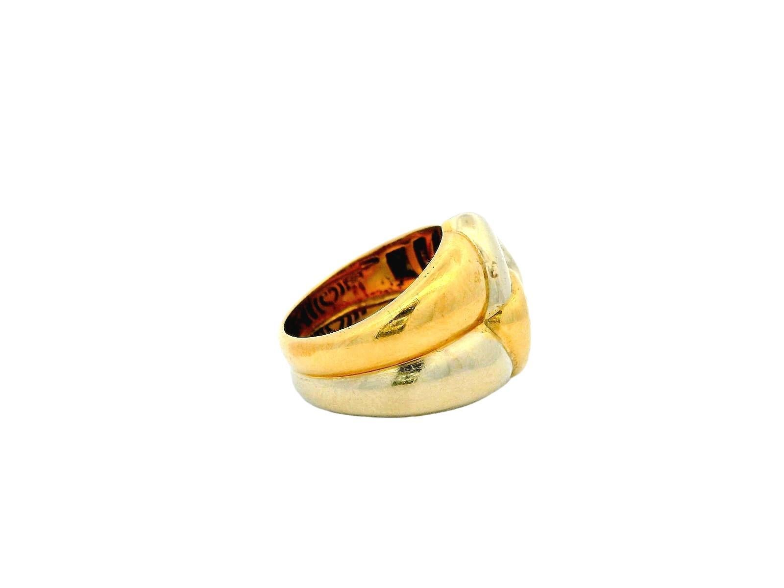 Bvlgari Doppio Cuoro 18K Yellow & White Gold Ring In Good Condition For Sale In Great Neck Plaza, NY