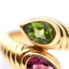 Bvlgari Doppio Pink Tourmaline Bachelorette Ring 18K Yellow Gold