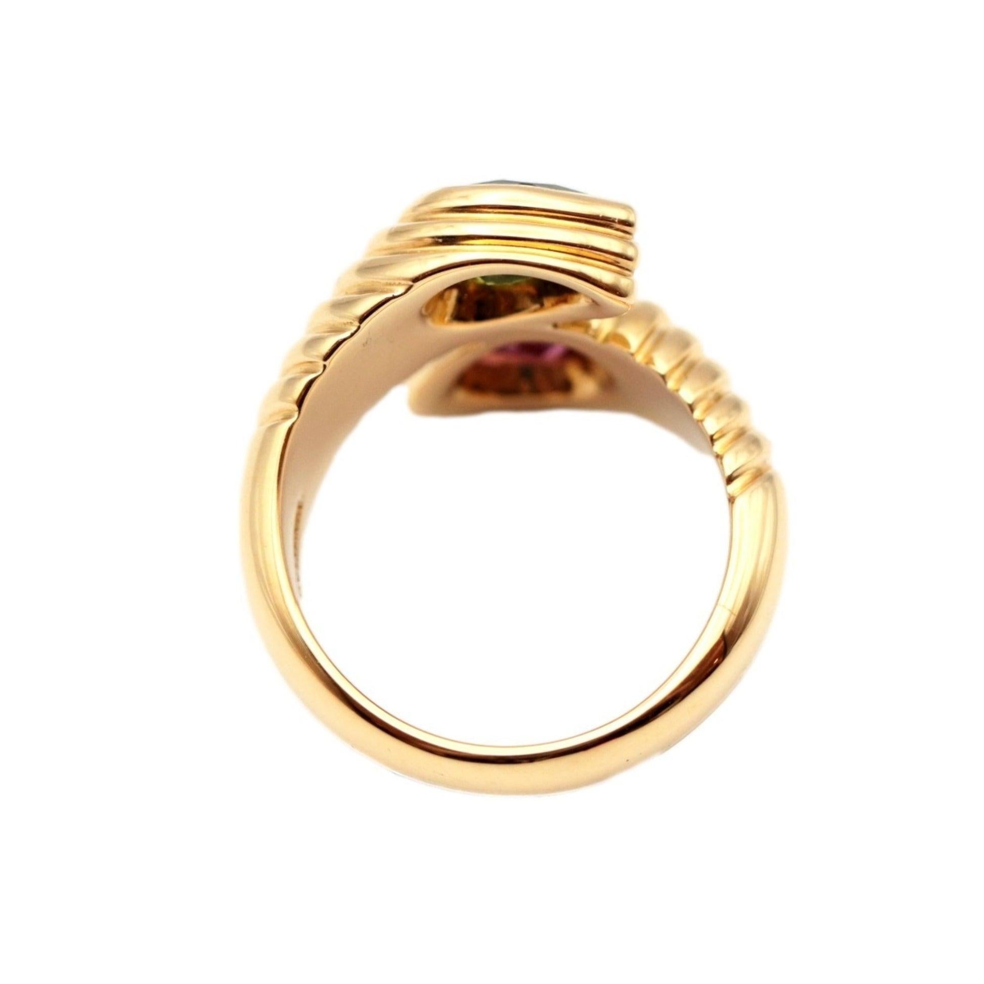 Women's Bvlgari Doppio Pink Tourmaline Bachelorette Ring 18K Yellow Gold For Sale