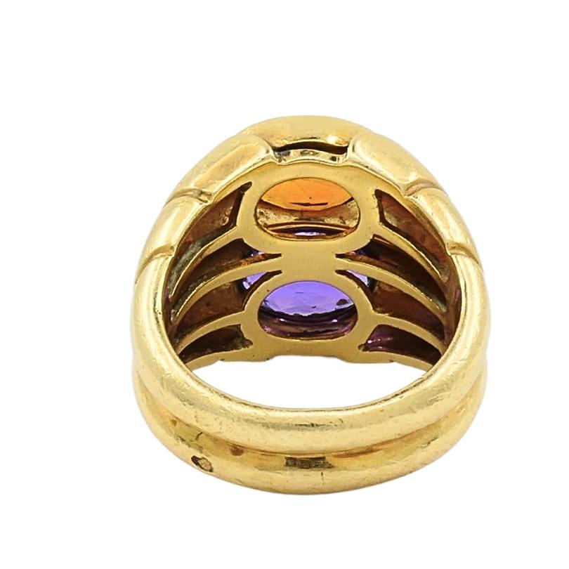 Bvlgari Doppio Ring Citrine & Amethyst 18k Gold For Sale 2