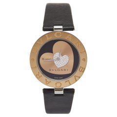 Bvlgari Double Heart Diamond 18k Rose Gold Leather Women's Wristwatch 35 mm