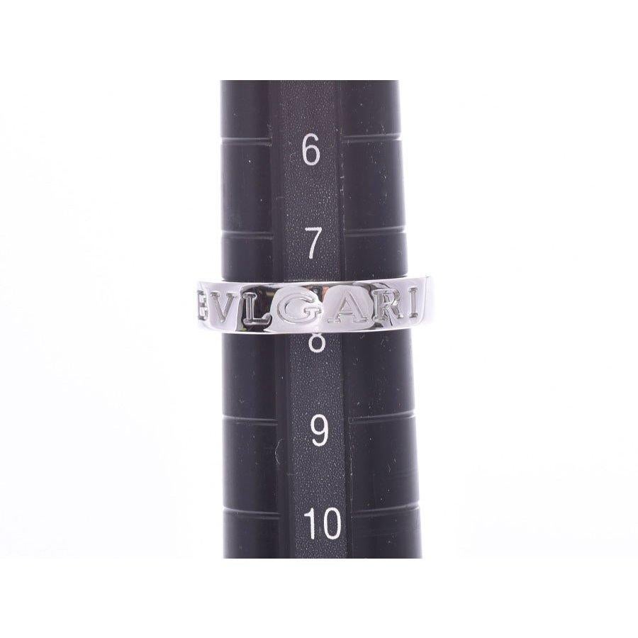 Bvlgari Double Logo Diamond 18K White Gold Band Ring Size 48 3