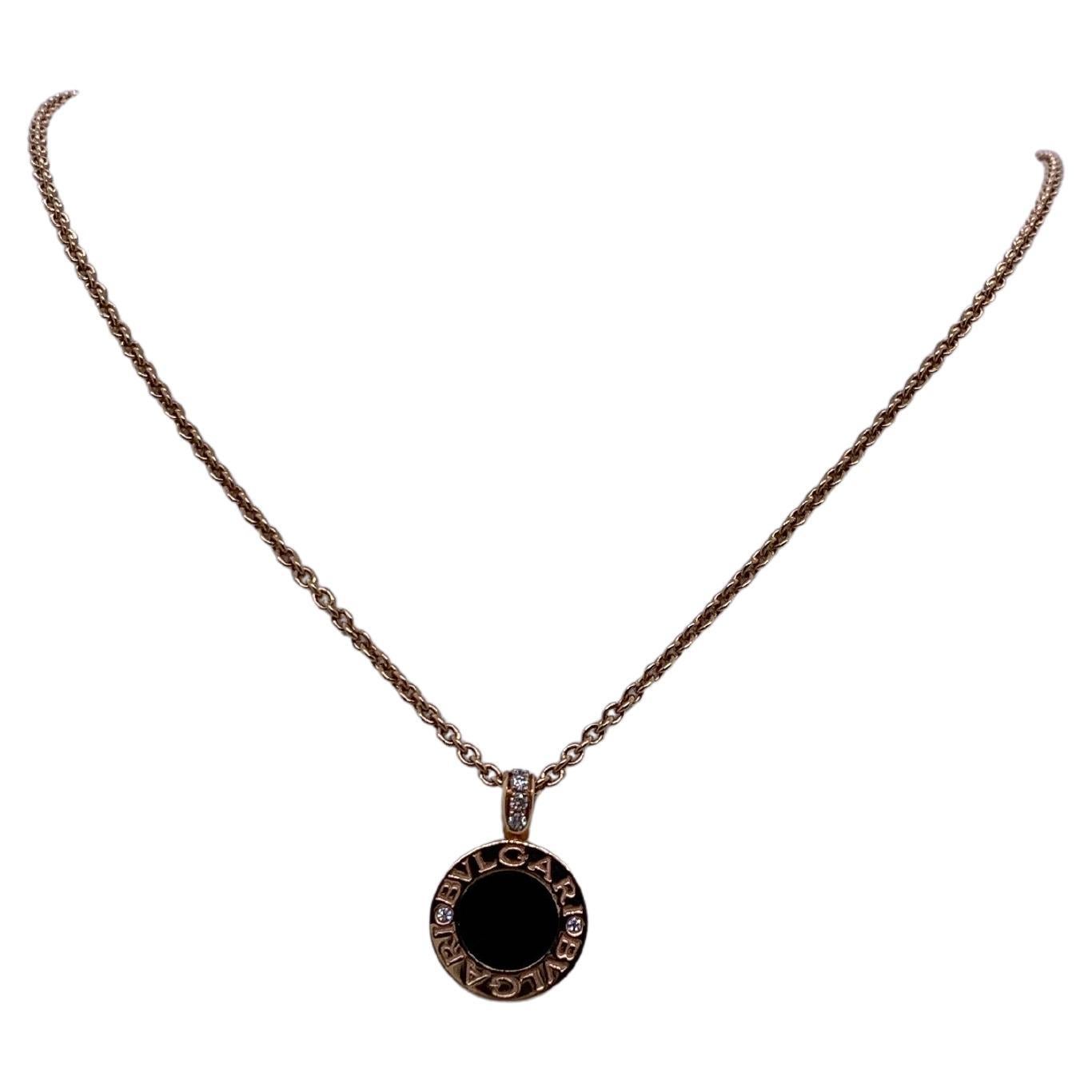 Bvlgari Doppelseitige Scheibe 18K Rose Gold MOP & Diamanten Halskette im Angebot