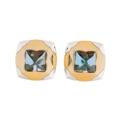 Bvlgari Earrings in 18k Yellow Gold with Blue Topaz