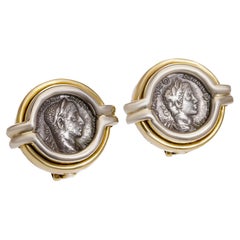 BVLGARI earrings with Ancient Roman coins featuring Antonino Pio and Alessandro 