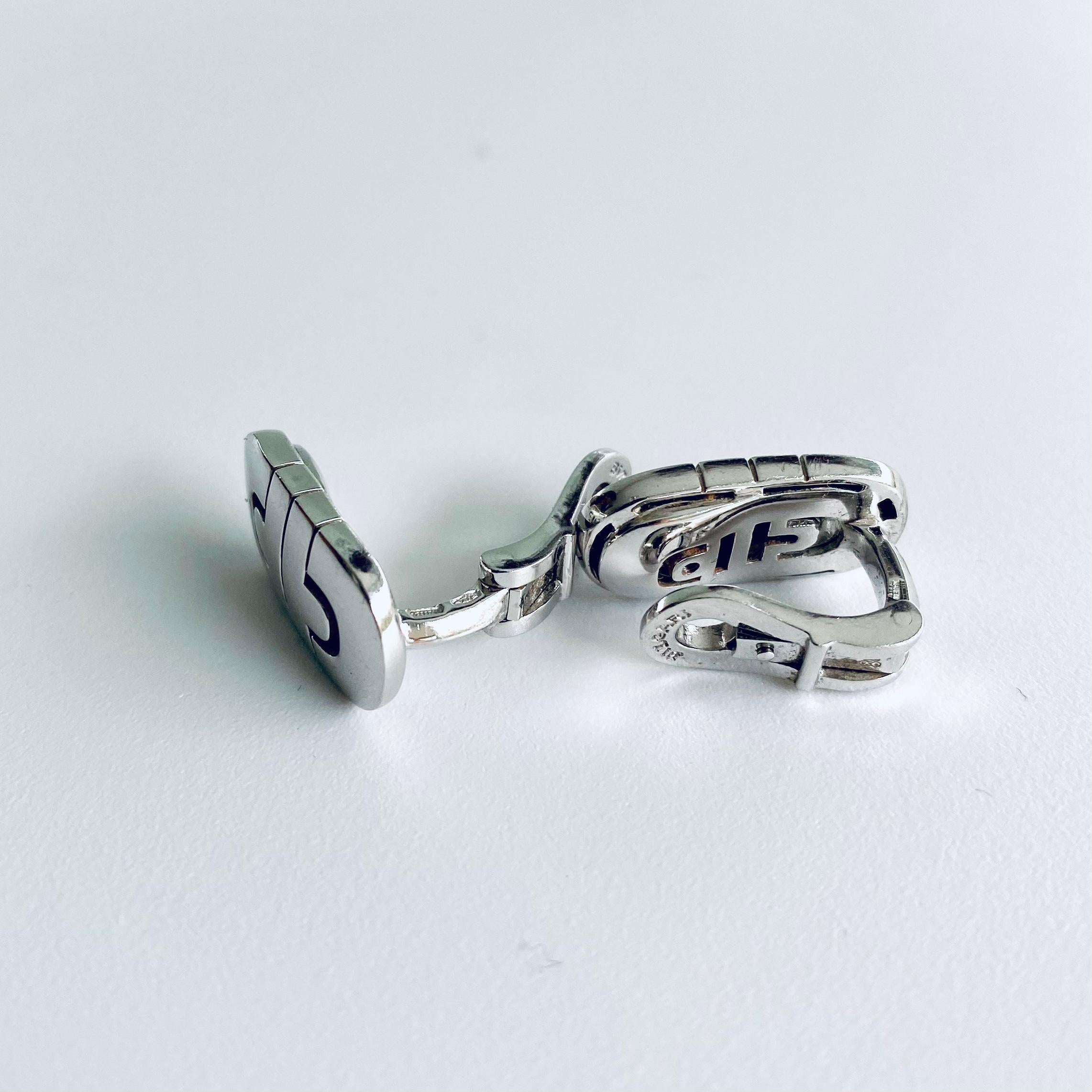 Bvlgari Eighteen Karat White Gold Parentesi Clip on Earrings Signed Bvlgari 2
