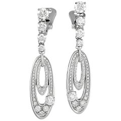 Bvlgari Elisia 18 Karat White Gold 3.00 Carat Diamond Pave Oval Dangle Earrings