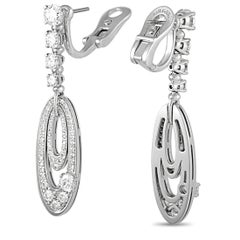Bvlgari Elisia 18 Karat White Gold 3.00 Carat Diamond Pave Oval Dangle Earrings