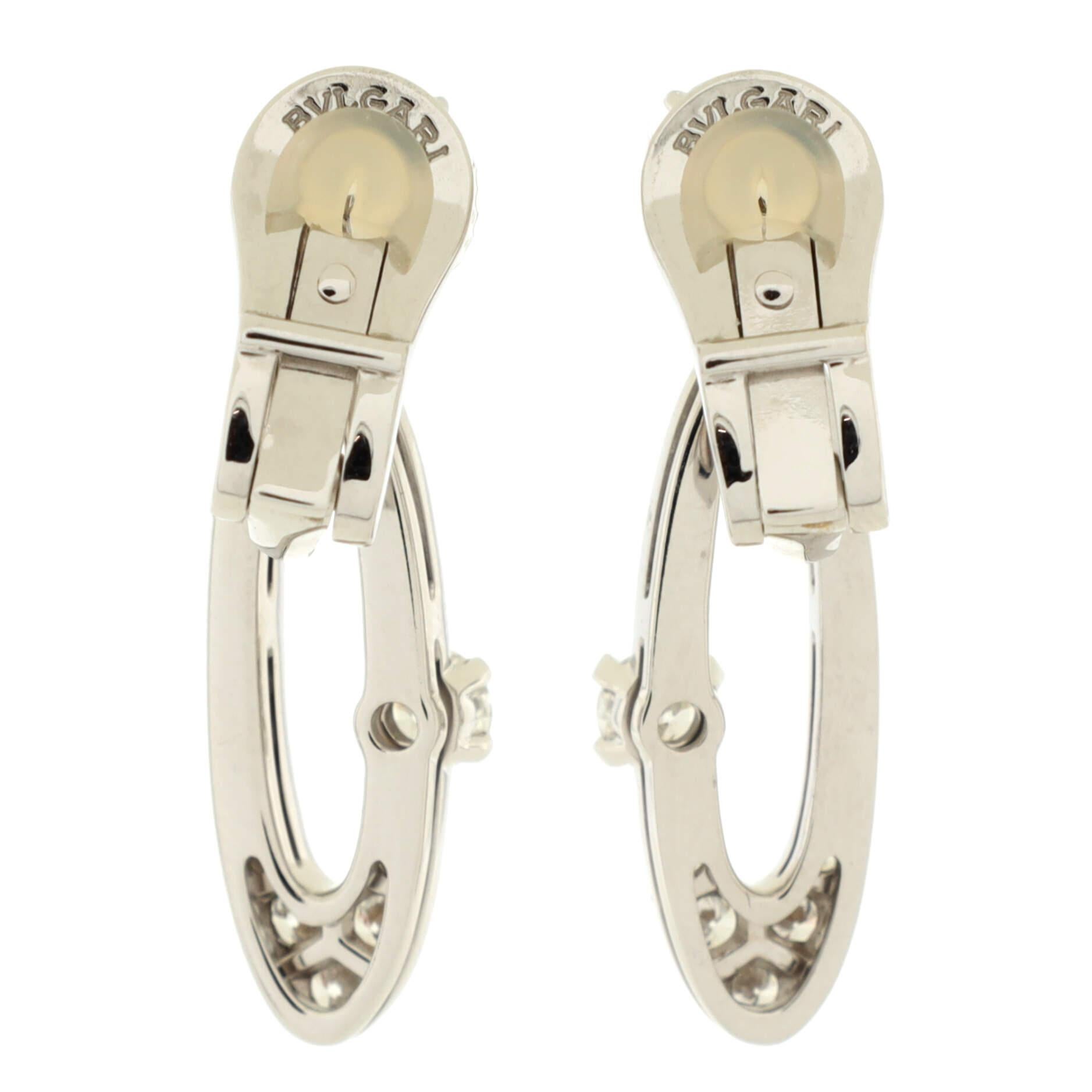 Bvlgari Elisia Drop Earrings 18K White Gold and Diamonds In Good Condition For Sale In New York, NY