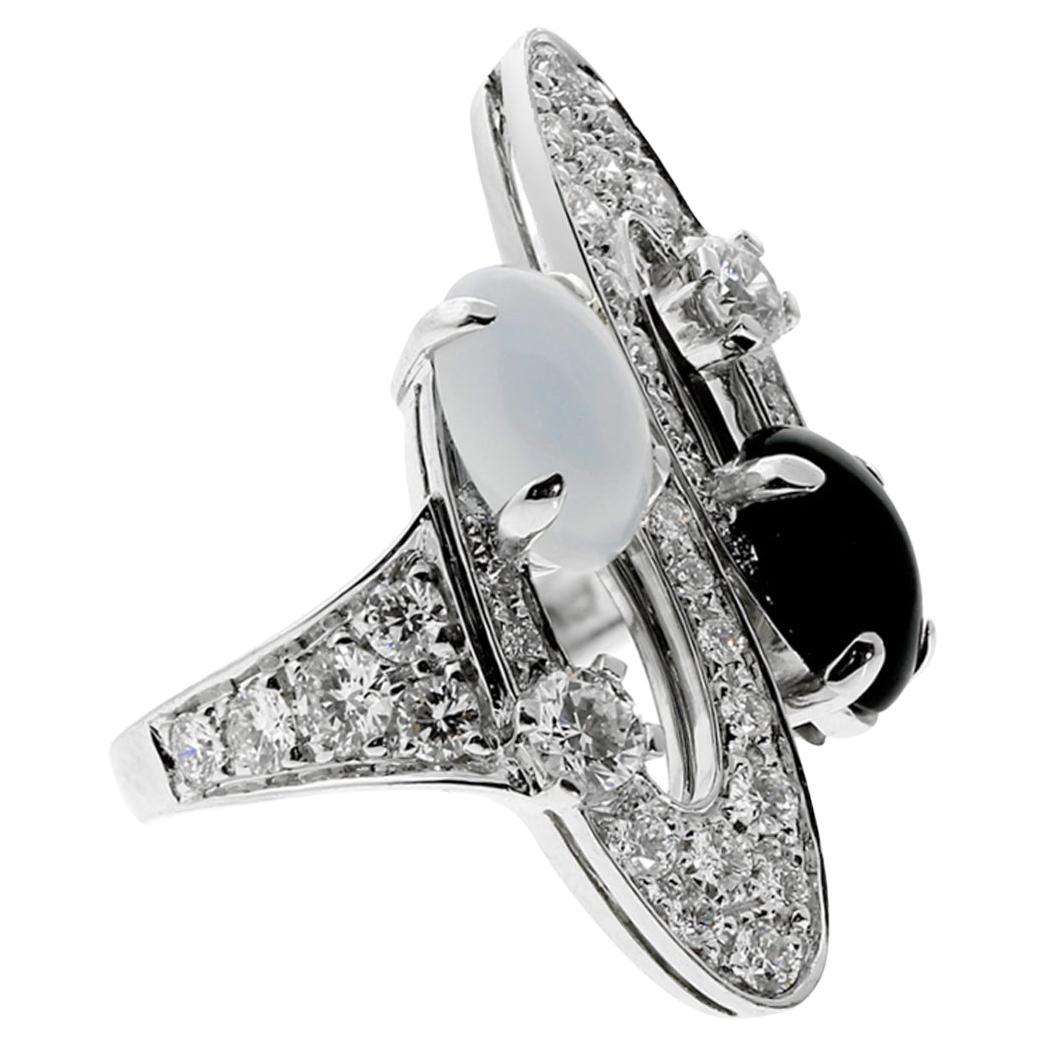 Bvlgari Elisia Onyx Diamond White Gold Cocktail Ring