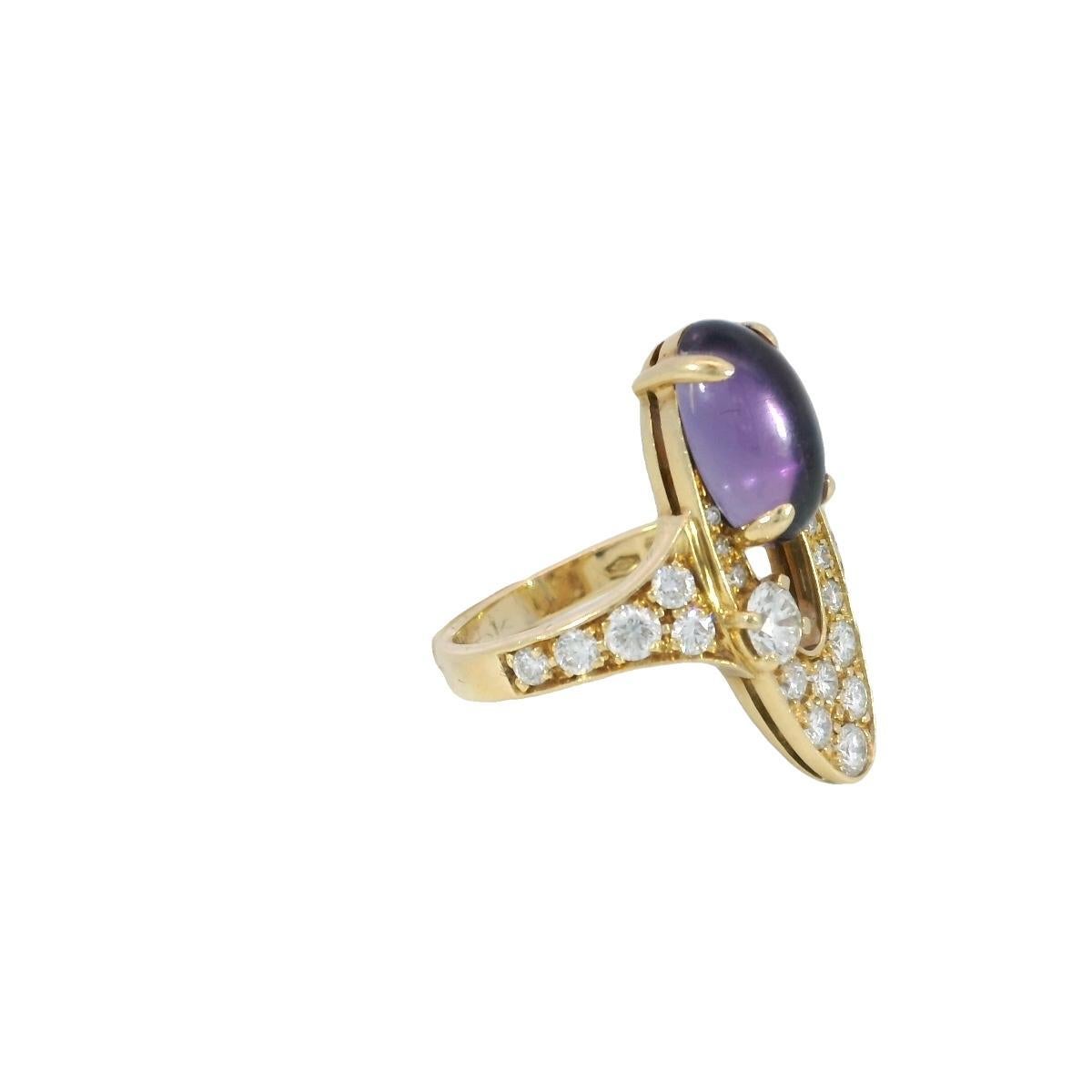 Moderne Bvlgari Elisia Ring Amethyst Diamonds 18K Yellow Gold Size 6 en vente