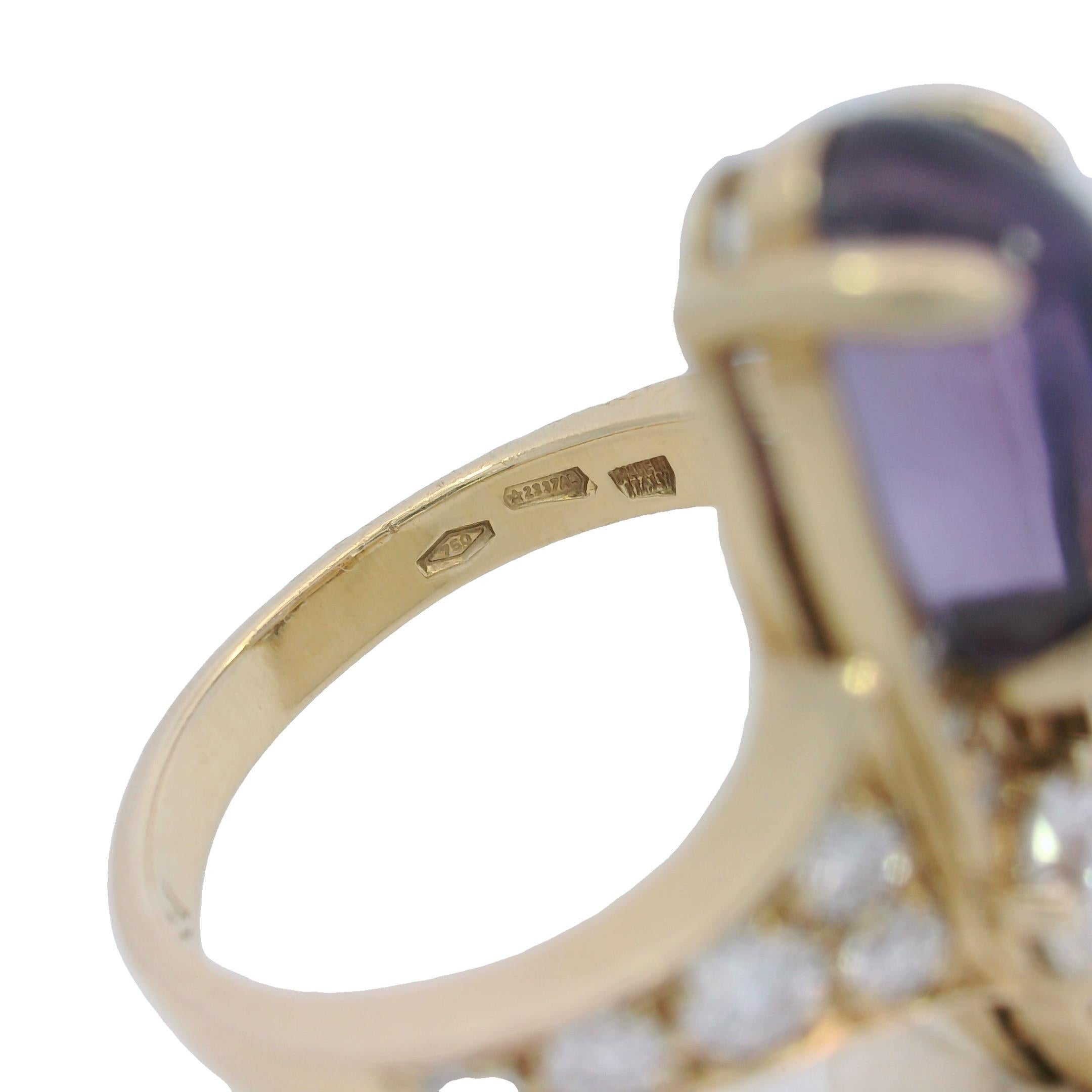 Bvlgari Elisia Ring Amethyst Diamonds 18K Yellow Gold Size 6 en vente 1