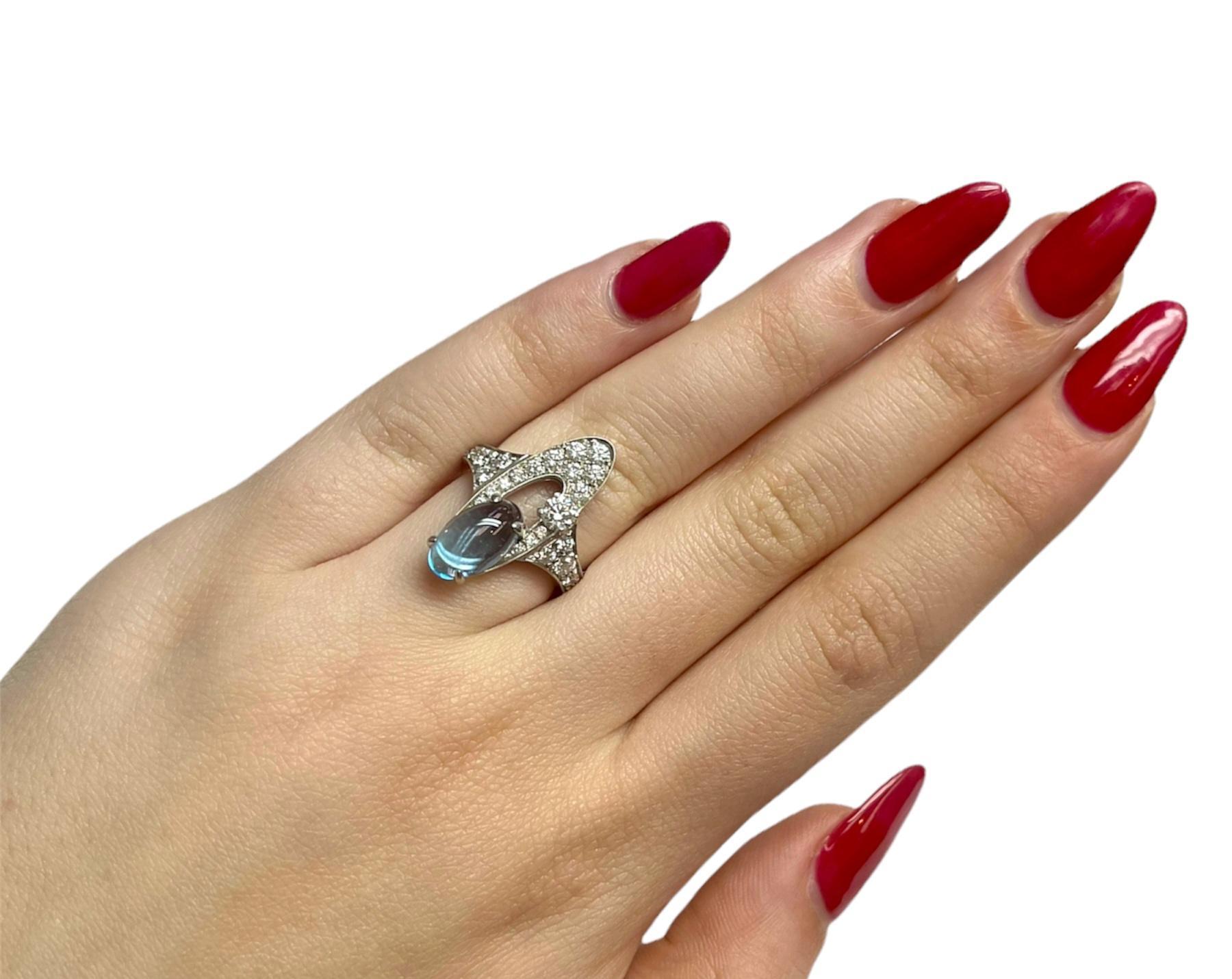 Donna Anello Bvlgari Elisia con Topazio Blu e Diamanti in vendita