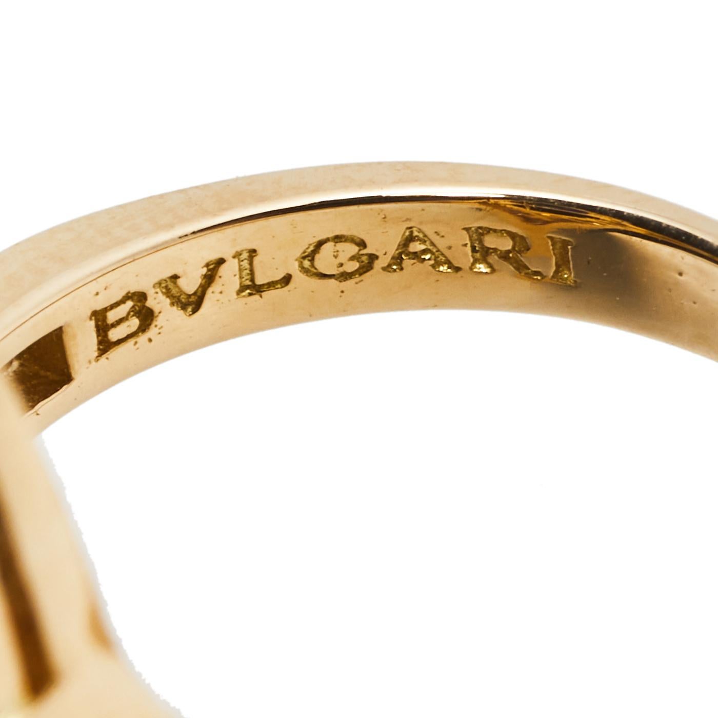 Women's Bvlgari Elisia Sapphire and Diamond 18K Yellow Gold Ring Size 51