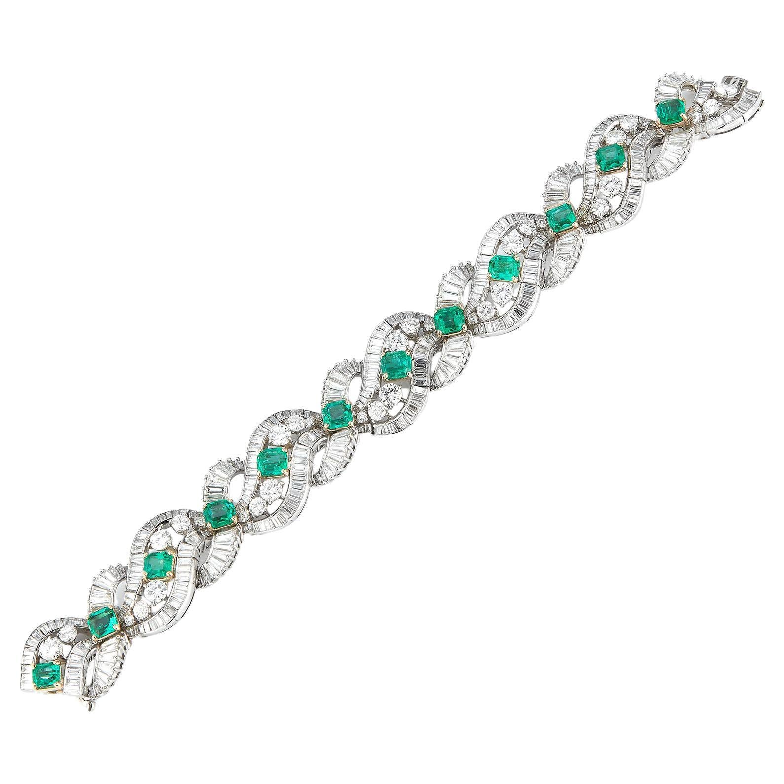 Bvlgari Emerald & Diamond Bracelet  For Sale